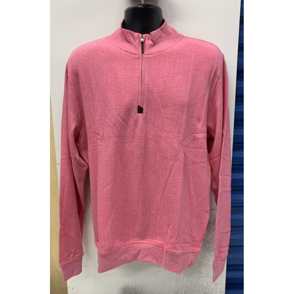 Fairway & Greene Men's Pink 1/4 Zip Golf Pullover Long Sleeve Shirt SZ. M VG
